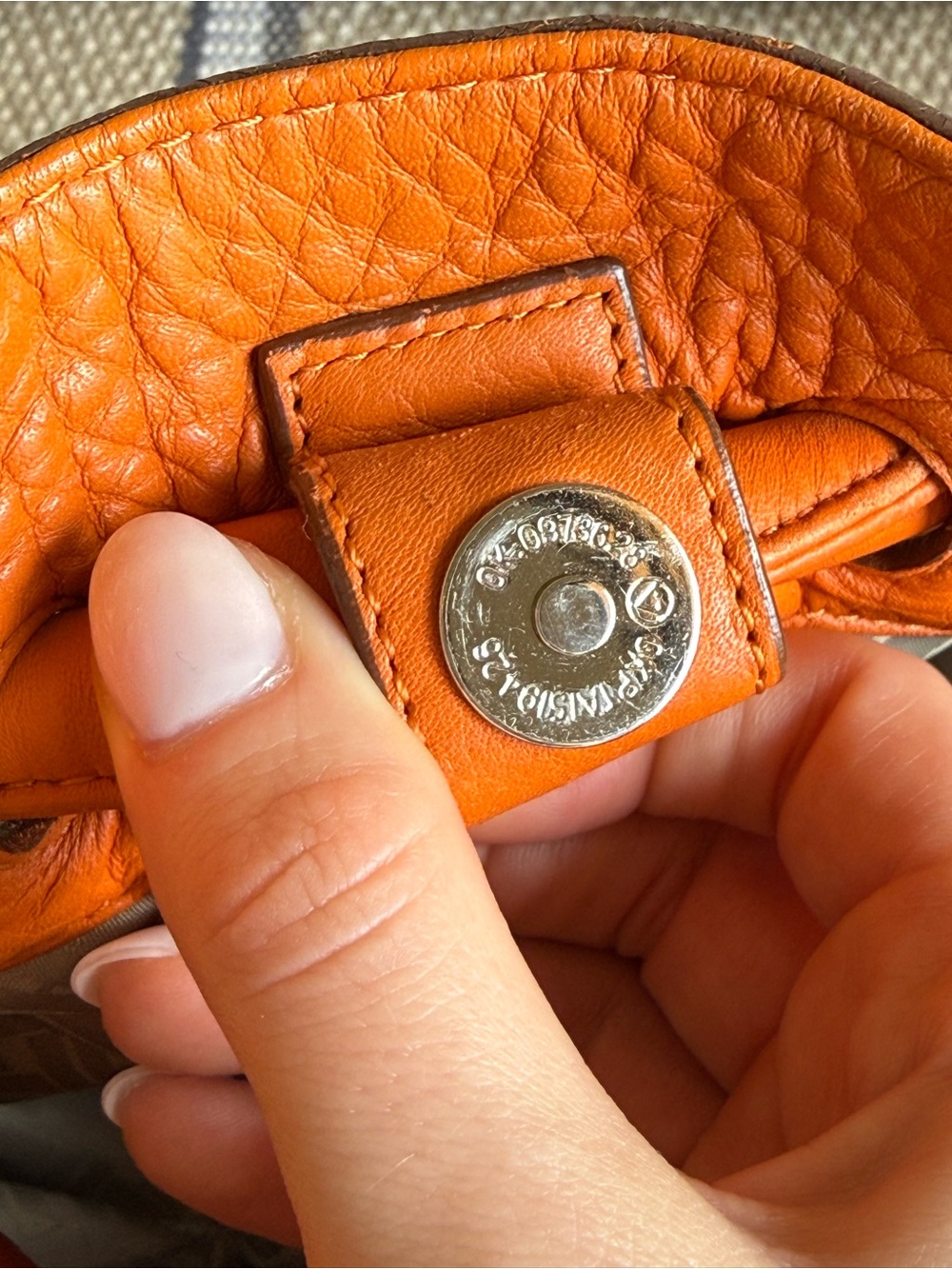 Cole Haan Orange Pebbled Leather Shoulder Bag - Picture 9 of 9
